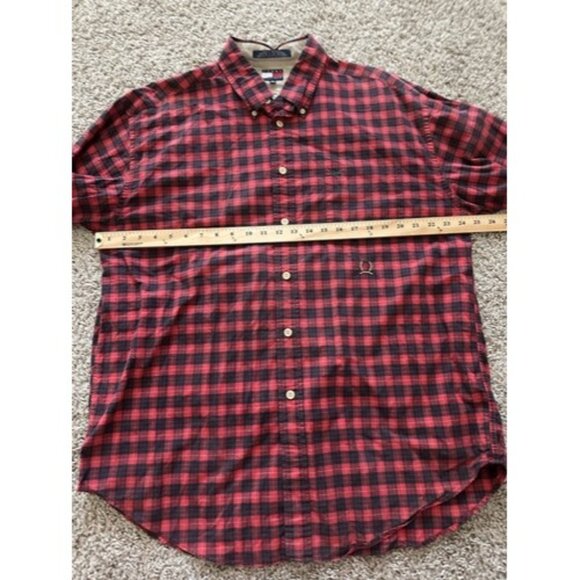Vintage Tommy Hilfiger Shirt Mens Plaid Button Up Striped Crest Y2K Size XL - Picture 12 of 14
